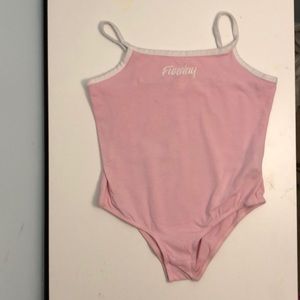 Girls pink and white friday swimsuit.